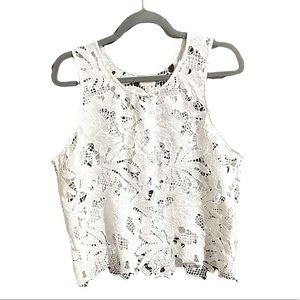 Caution to the Wind White Floral Cutout Crop Top M